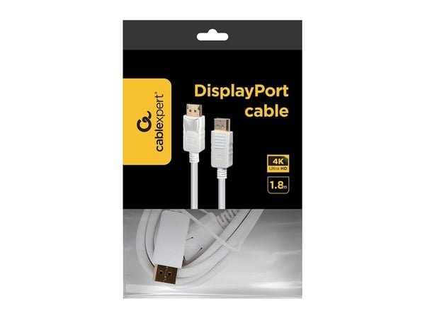 Cablexpert - DisplayPort-kabel - DisplayPort (hann) låst til DisplayPort (hann) låst - DisplayPort 1.2 - 1.8 m - 4K60Hz UHD-støtte - hvit