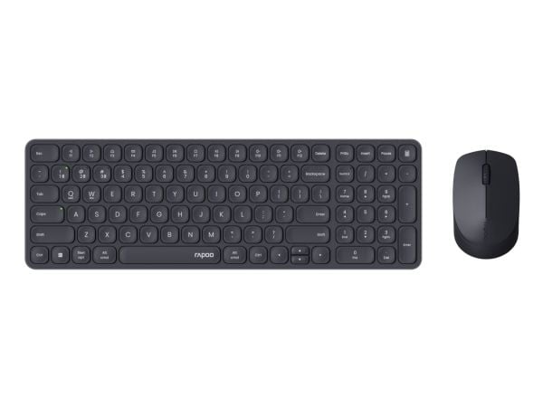 Rapoo 9310M, Fullstor (100 %), Trådlös, Trådlös RF + Bluetooth, Svart, Mus inkluderad