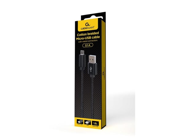 Cablexpert - USB-kabel - USB (hann) til Micro-USB type B (hann) - USB 2.0 - 2.1 A - 1.8 m - up to 480 Mbps - svart
