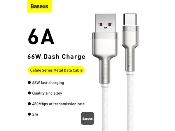 Baseus CAKF000202, 2 m, USB C, USB A, valkoinen