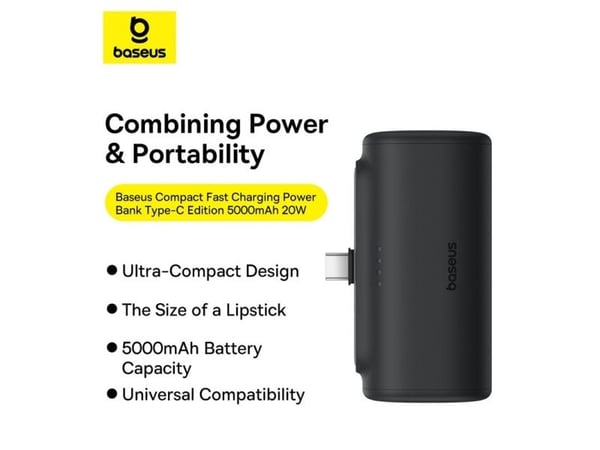 Baseus Compact, 5000 mAh, 20 W, Hvit