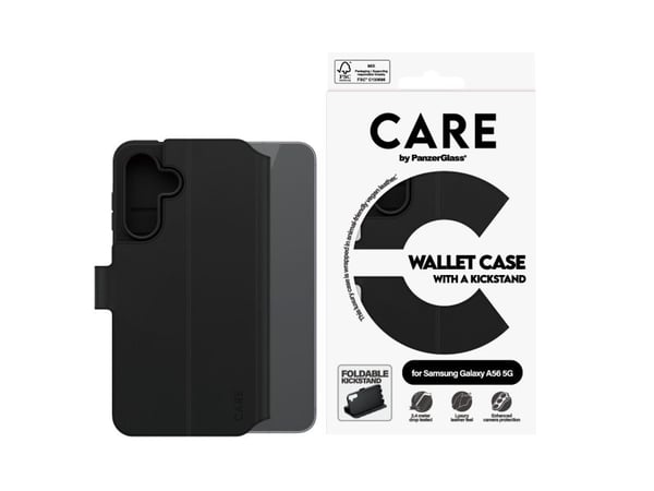 PanzerGlass CARE™ by ® Wallet Case w. Kickstand Samsung Galaxy A56 5G, Etui, Samsung, Samsung - Galaxy A56 5G, 17 cm (6.7"), Svart