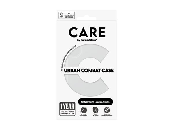 PanzerGlass CARE™ by ® Urban Combat Case Transparent Samsung Galaxy A36 5G, Etui, Samsung, Samsung - Galaxy A36 5G, Gjennomsiktig