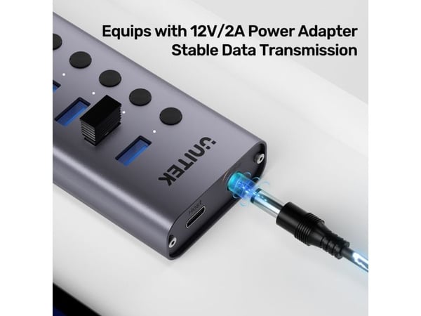 Unitek H1314A - Hub - 7-in-1, individual switches - 7 x SuperSpeed USB 3.0 - stasjonær