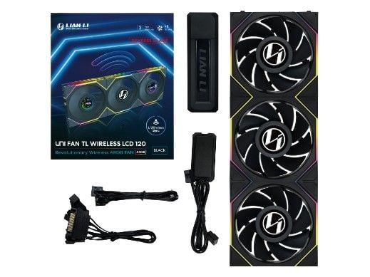 Lian Li UNI FAN TL Wireless LCD Reverse, 3 pack, Black - 120mm