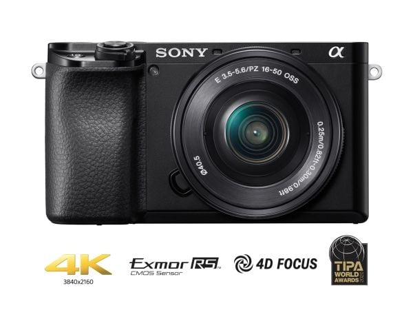 Sony a6100 ILCE-6100 - Digitalkamera - spegellöst - 24.2 MP - APS-C - 4 K / 30 fps 16-50mm Power Zoom-objektiv - Wi-Fi, NFC, Bluetooth - svart