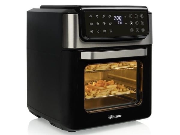 Tristar Heißluft-Ofen Kontrollleuchte Timerfunktion 12 l, Varmluftsfrityr, 12 l, 200 °C, Single/enkelt, Svart, Rustfritt stål, Berøringskontroll