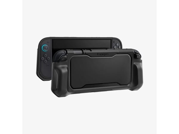 Spigen Rugged Armor, Omslag, Nintendo, Svart, Termoplastisk polyuretan (TPU), Nintendo Switch, Fallsäker, Reptålig