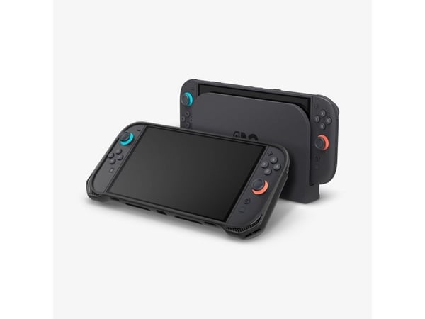 Spigen Rugged Armor, Omslag, Nintendo, Svart, Termoplastisk polyuretan (TPU), Nintendo Switch, Fallsäker, Reptålig