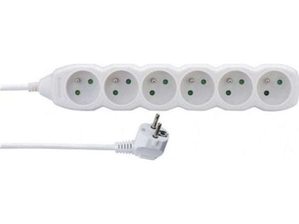 Emos 1902060200, Grunnleggende, Hvit, 6 AC-utganger, 2 m, 250 V, 10 A