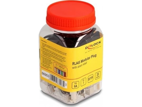 DeLOCK 66903, RJ-45, Musta, Metallinen, Uros, Suora, Polykarbonaatti (PC), Cat6a