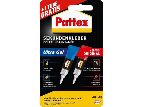 Pattex Superlim 1x Ultragel 3g; 1x flytende 3g gratis Pattex Superlim 1x Ultragel 3g; 1x flytende 3g gratis