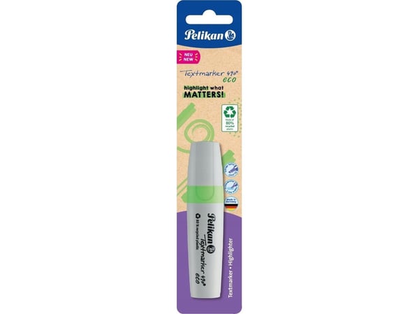 Pelikan Textmarker 490 eco, 1 stykker, Grønn, Meisel tupp, Resirkulert plast, Fet/fin/middels, 1 mm