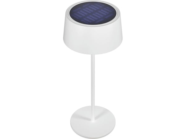 RealPower LED solar bordlampe dimbar med batteri, baltas