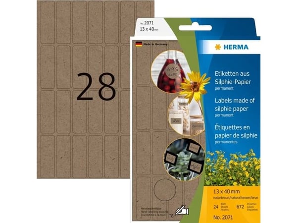 HERMA 2071, Brun, Avrundet rektangel, Permanent, Universal, Papir, 158 g/m²