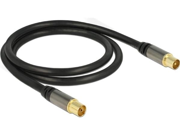 Delock - Antennekabel - UHF-kontakt hunn til UHF-kontakt hann - 1 m - koaksial - svart