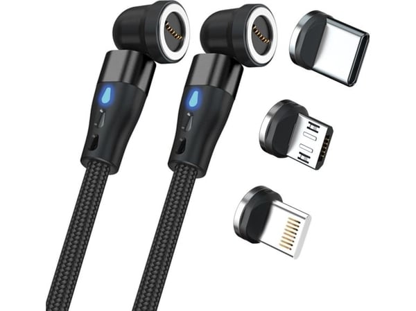 RealPower magneettikaapeli,1m,2x magneettinen,musta sovittimen kanssa