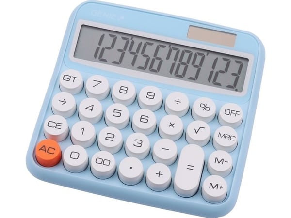Genie 612 B, Desktop, Grunnleggende, 12 sifre, Vippbar skjerm, Batteri/Solcelle, Blå