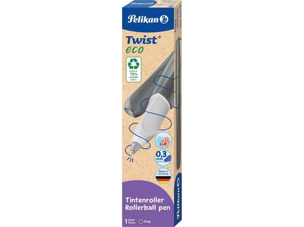Pelikan Twist eco, Tynn penn, Grå, Blå, Resirkulert plast, 0,3 mm, Ambidekstriøs