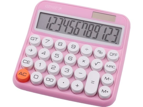 Genie 612 P, Desktop, Basic, 12 siffer, Skjermtilt, Batteri/Solar, Rosa