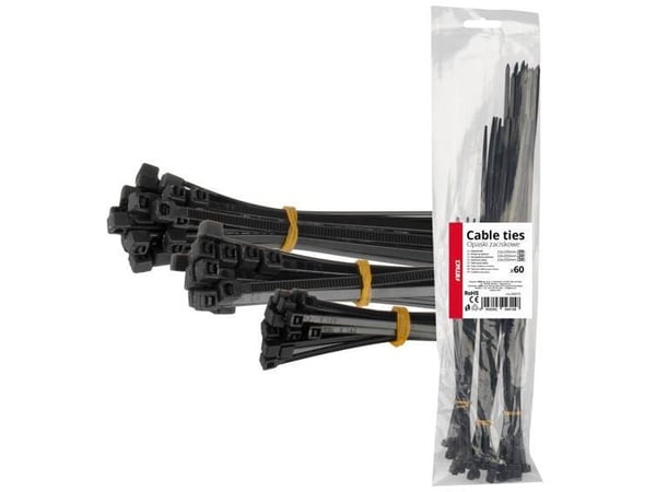 AMiO kabel-/slipsnoddar i plast svarta långa set 60 st. AMIO-04315