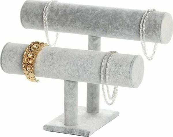 Aptel smykkestativ utstillingsholder for smykker, klokker/armbånd, grå AG545D
