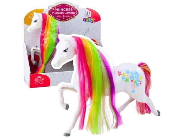 LeanToys stor figur Kuh med eventyrmotiv regnbue man fargerike detaljer hvit