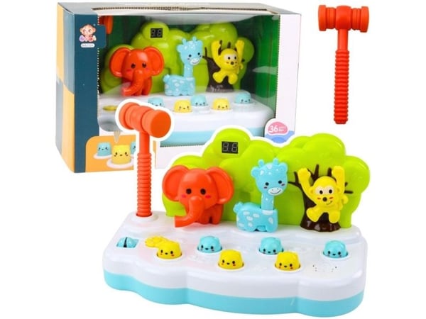 Lean Toys Animal Arcade Game Whack-A-Mole Counter Hammer värikäs