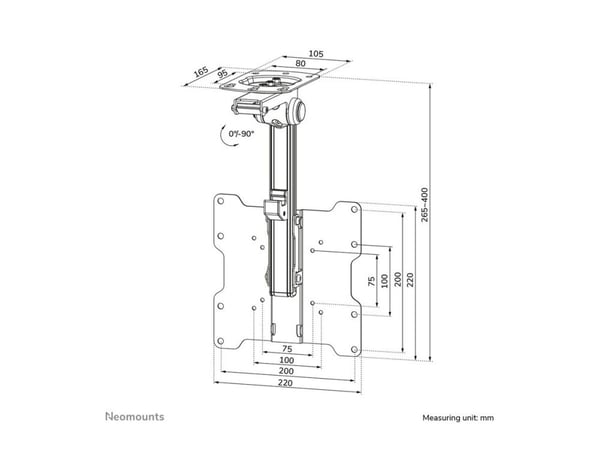 Neomounts FPMA-C020 - Brakett - full bevegelse - for LCD-skjerm - svart - skjermstørrelse: 10"-40" - takmonterbar