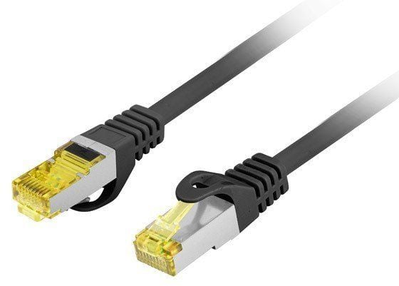 Lanberg - Koblingskabel - RJ-45 (hann) til RJ-45 (hann) - 6 mm - S/FTP - CAT 6a - halogenfri, uten hindringer, strandet kobber - svart