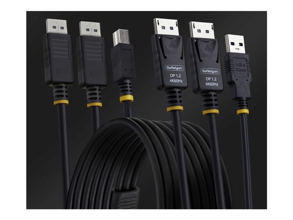 StarTech.com DDU1226-KVM-CABLE, 1,8 m, USB, USB, DisplayPort, musta, 2 x DisplayPort + USB 3.2 Type-A