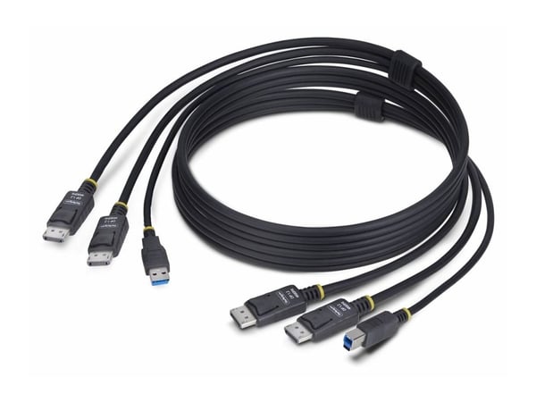 StarTech 6ft (1.8m) Dual-DisplayPort and USB 5Gbps KVM Cable - Tastatur / video / musekabel (KVM) - USB-type A, DisplayPort (hann) til USB Type B, ...