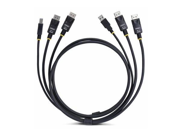 StarTech.com DDU1226-KVM-CABLE, 1,8 m, USB, USB, DisplayPort, musta, 2 x DisplayPort + USB 3.2 Type-A