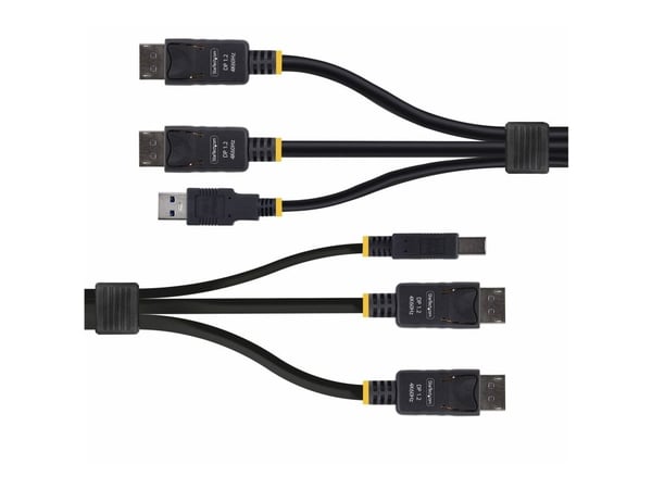 StarTech.com DDU1226-KVM-CABLE, 1,8 m, USB, USB, DisplayPort, musta, 2 x DisplayPort + USB 3.2 Type-A