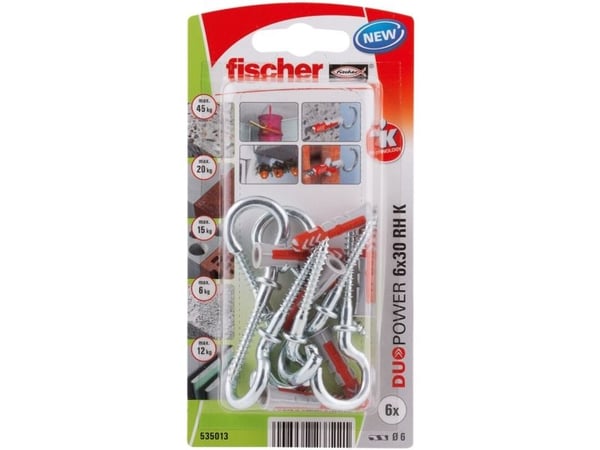 Fischer 535013, Kit med skruv och väggplugg, Tegel, Betong, 30 mm, 6 mm, 4 cm, 1,25 cm