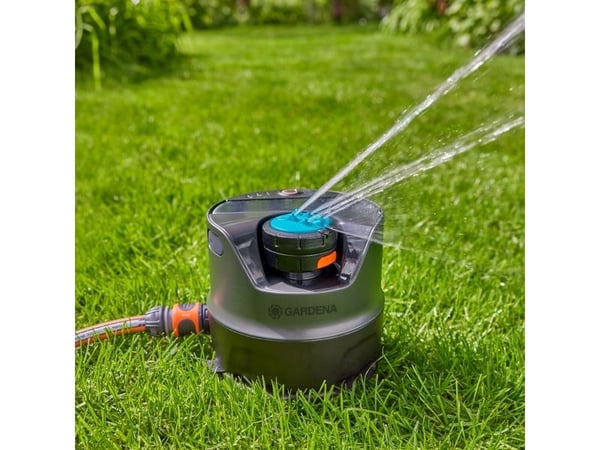 Gardena AquaPrecise, Sirkulær sprinkler, 320 m², Sort, Blå, Grå