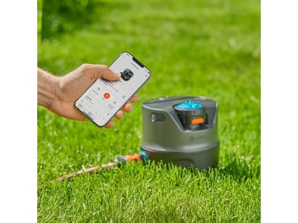 Gardena AquaPrecise, Sirkulær sprinkler, 320 m², Sort, Blå, Grå