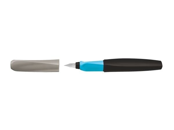 Pelikan Twist Color Blocking, musta, Harmaa, Patruunatäyttöjärjestelmä, Sininen, Keskikokoinen, Molempikätinen, Laatikko