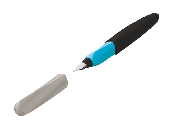 Pelikan Twist Color Blocking, musta, Harmaa, Patruunatäyttöjärjestelmä, Sininen, Keskikokoinen, Molempikätinen, Laatikko