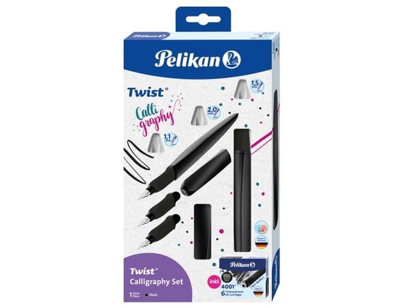 Pelikan Twist Calligraphy Set, Reservoarpenna, Blå, Svart, 10 styck, Låda, Tyskland