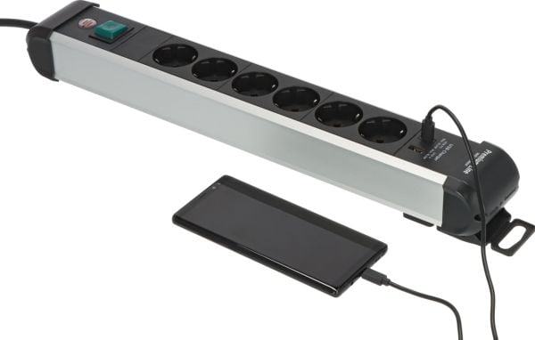 Brennenstuhl 1391030611, 3 m, Sisätila, IP20, musta, Hopea, 6 AC-pistorasia(a), 230 V