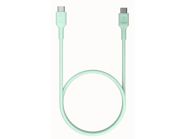 USB-C-kabel 0,3m 100W Greencell PowerFlex Hurtiglading PD Mintgrønn