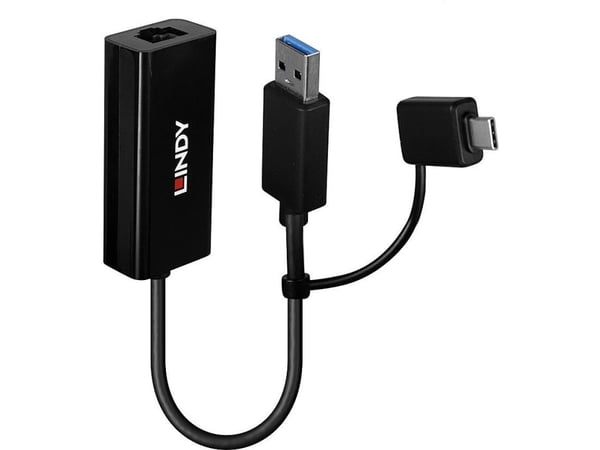 Lindy 43412, Kabel, USB, Ethernet, 5000 Mbit/s, Svart