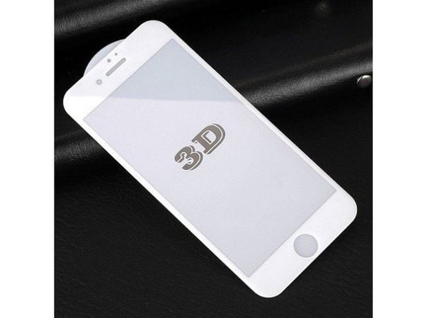 Renov8 herdet 3D-glass til iPhone 6/6s Plus, hvit – overflatehardhet 9H, detaljemballasje