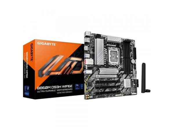 Gigabyte B860M DS3H WIFI6E - Hovedkort - micro ATX - LGA1851-sokkel - B860M Chipset - USB-C 3.2 Gen 1, USB 3.2 Gen 2, USB 3.2 Gen 1 - Bluetooth, Wi...