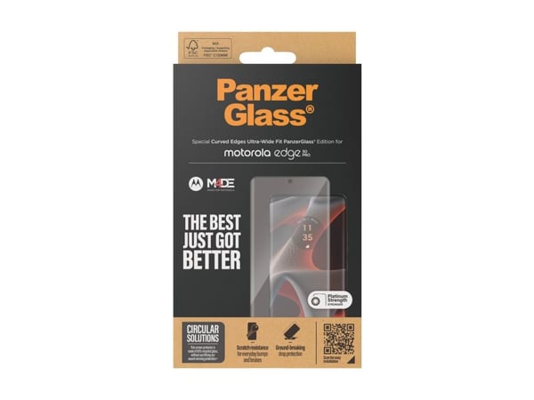 PanzerGlass - Skjermbeskyttelse for mobiltelefon - ultra-bred passform, buede kanter - glass - rammefarge svart - for Motorola Edge 50 Pro