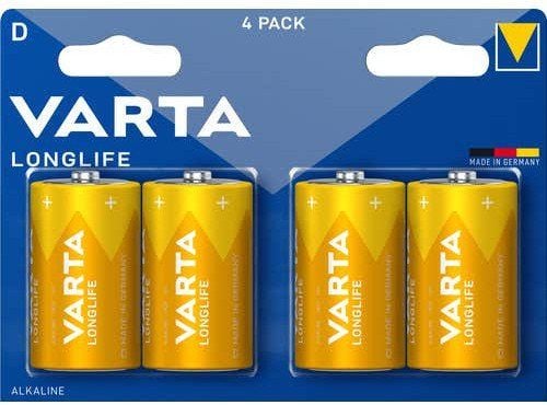 Varta Longlife D, Engangsbatteri, D, Alkalinsk, 1,5 V, 2 stykker, 61,5 mm