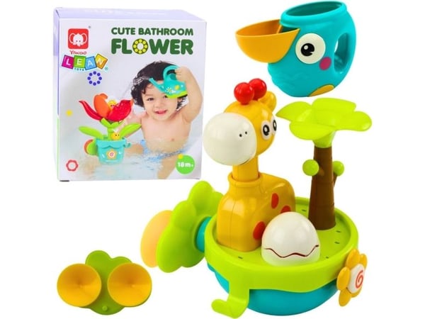 LeanToys badeleketøy giraff sensorisk interaktiv med sugekopper fargerik