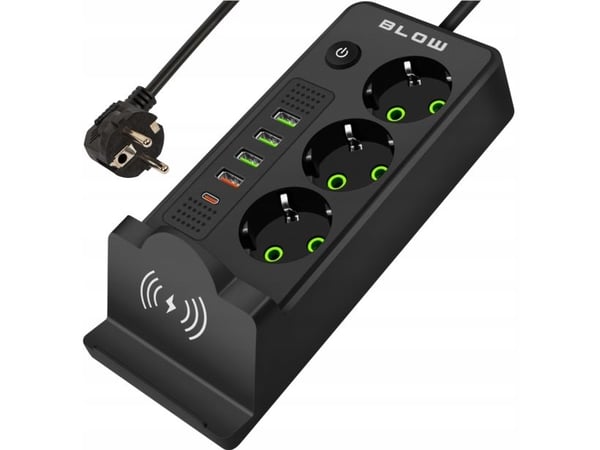 98-237# ps-350u 3-pistorasian jatkojohto 4xusb+usb-pd 3m musta 3x1mm
