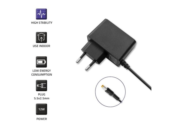 Qoltec - Premium - strømadapter - 12V, 1A, 5.5*2.5 - AC 220-240 V - 12 watt